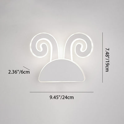 Contemporary Creative Half Round Antlers Bunny Ears Iron PVC LED Wall Sconce Lamp For Bedroom