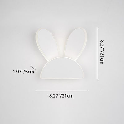 Contemporary Creative Half Round Antlers Bunny Ears Iron PVC LED Wall Sconce Lamp For Bedroom