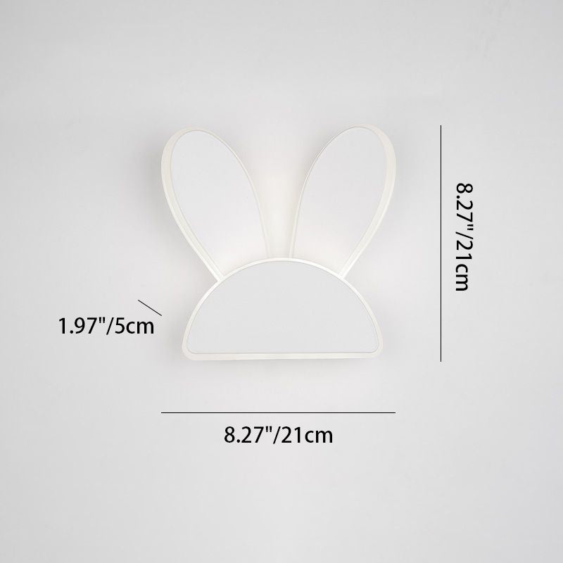 Contemporary Creative Half Round Antlers Bunny Ears Iron PVC LED Wall Sconce Lamp For Bedroom