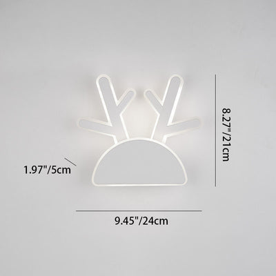 Contemporary Creative Half Round Antlers Bunny Ears Iron PVC LED Wall Sconce Lamp For Bedroom