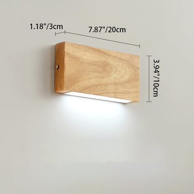 Modern Minimalist Rectangular Rubber Wood Acrylic LED Wall Sconce Lamp For Bedroom