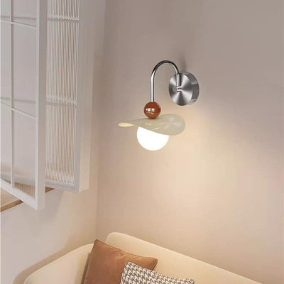 Modern Minimalist Curved Pole Straight Pole Swing Arm Globe Iron Glass LED Wall Sconce Lamp For Bedroom