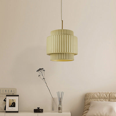 Modern Minimalist Striped Cylinder Resin 1-Light Pendant Light For Living Room