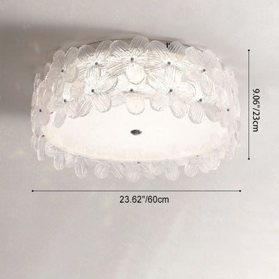 Modern Minimalist Round Petal Hardware Glass Shade LED Flush Mount Ceiling Light For Bedroom