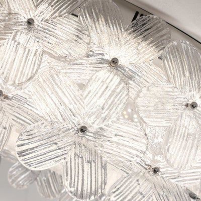 Modern Minimalist Round Petal Hardware Glass Shade LED Flush Mount Ceiling Light For Bedroom