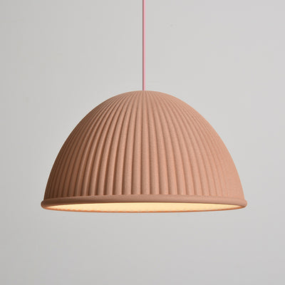 Modern Minimalist Striped Round Dome Pumpkin Shape Iron Resin Shade 1-Light Pendant Light For Living Room