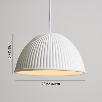 Modern Minimalist Striped Round Dome Pumpkin Shape Iron Resin Shade 1-Light Pendant Light For Living Room