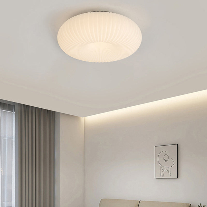 Modern Minimalist Striped Round Oval Hardware PE LED Flush Mount Ceiling Light For Bedroom