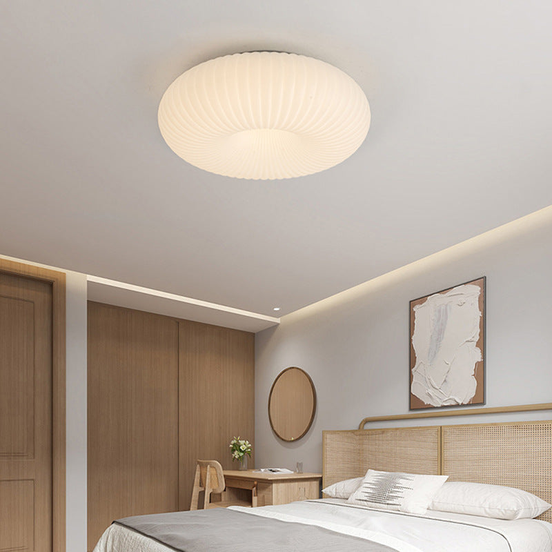 Modern Minimalist Striped Round Oval Hardware PE LED Flush Mount Ceiling Light For Bedroom