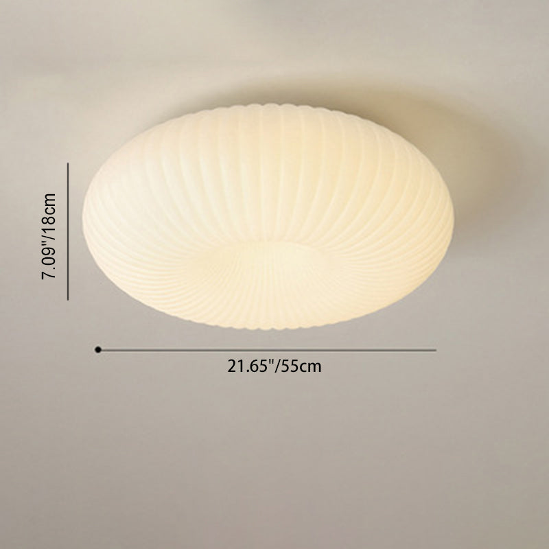 Modern Minimalist Striped Round Oval Hardware PE LED Flush Mount Ceiling Light For Bedroom