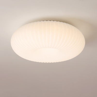 Modern Minimalist Striped Round Oval Hardware PE LED Flush Mount Ceiling Light For Bedroom