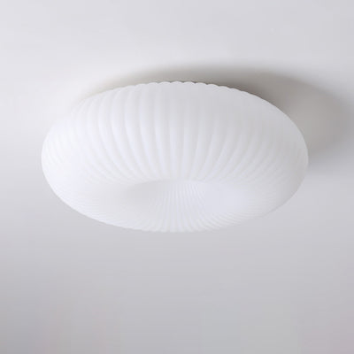 Modern Minimalist Striped Round Oval Hardware PE LED Flush Mount Ceiling Light For Bedroom