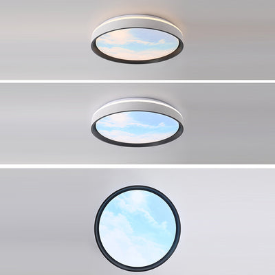 Contemporary Creative Round Sky Iron Acrylic LED Flush Mount Ceiling Light For Bedroom