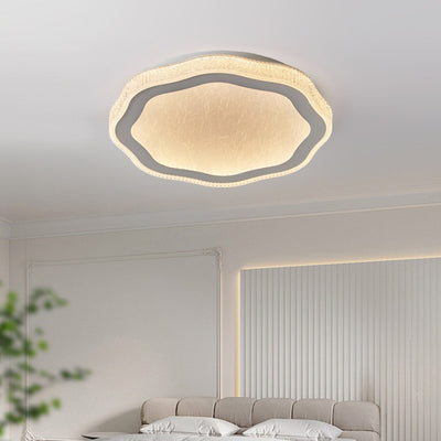 Modern Minimalist Irregular Round Flower Iron Acrylic Crystal LED Flush Mount Ceiling Light For Bedroom