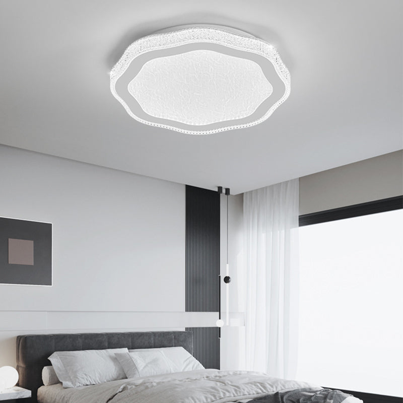 Modern Minimalist Irregular Round Flower Iron Acrylic Crystal LED Flush Mount Ceiling Light For Bedroom