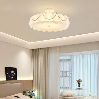 Modern Minimalist Round Piece Iron PVC 5/6 Light Semi-Flush Mount Ceiling Light For Bedroom