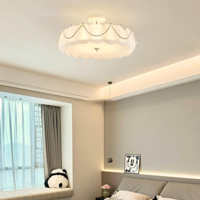 Modern Minimalist Round Piece Iron PVC 5/6 Light Semi-Flush Mount Ceiling Light For Bedroom