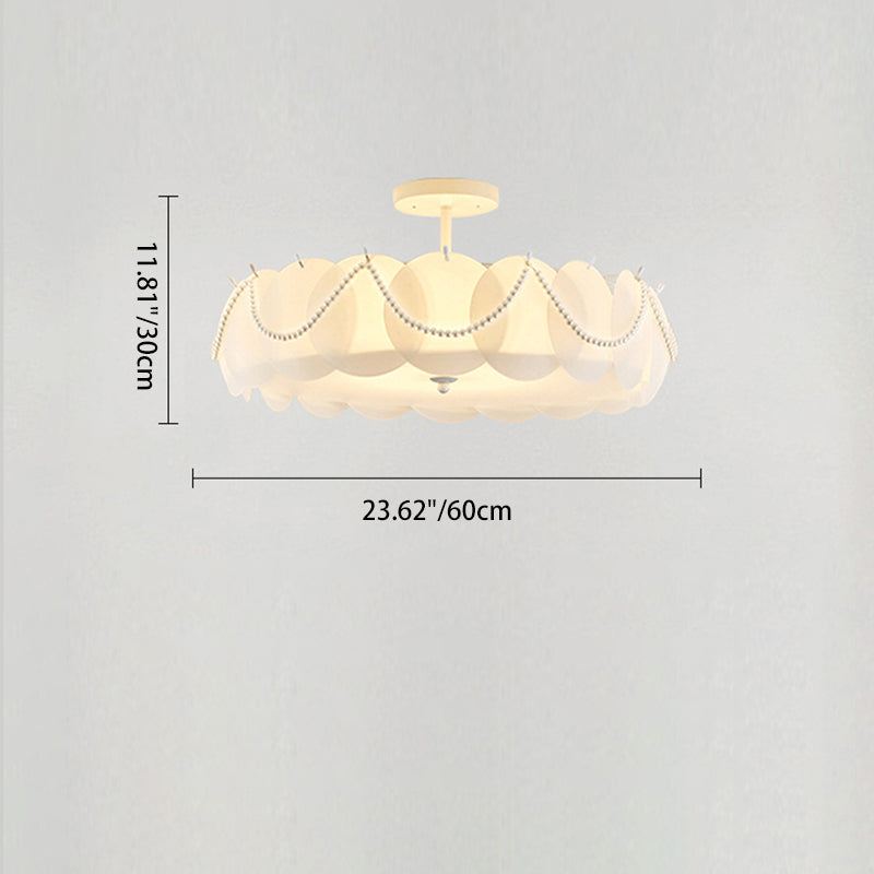 Modern Minimalist Round Piece Iron PVC 5/6 Light Semi-Flush Mount Ceiling Light For Bedroom