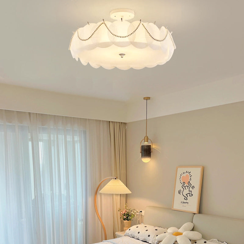 Modern Minimalist Round Piece Iron PVC 5/6 Light Semi-Flush Mount Ceiling Light For Bedroom