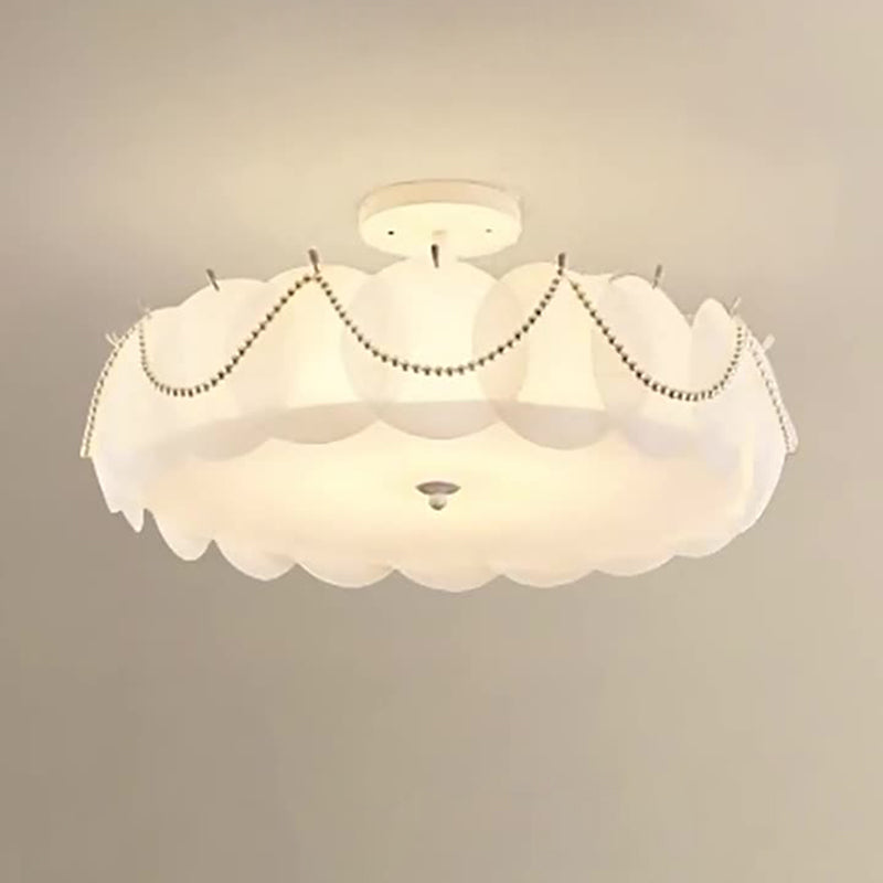 Modern Minimalist Round Piece Iron PVC 5/6 Light Semi-Flush Mount Ceiling Light For Bedroom