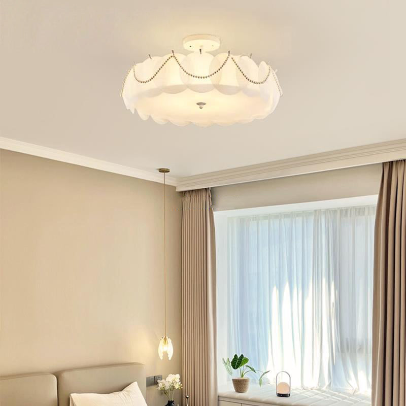 Modern Minimalist Round Piece Iron PVC 5/6 Light Semi-Flush Mount Ceiling Light For Bedroom