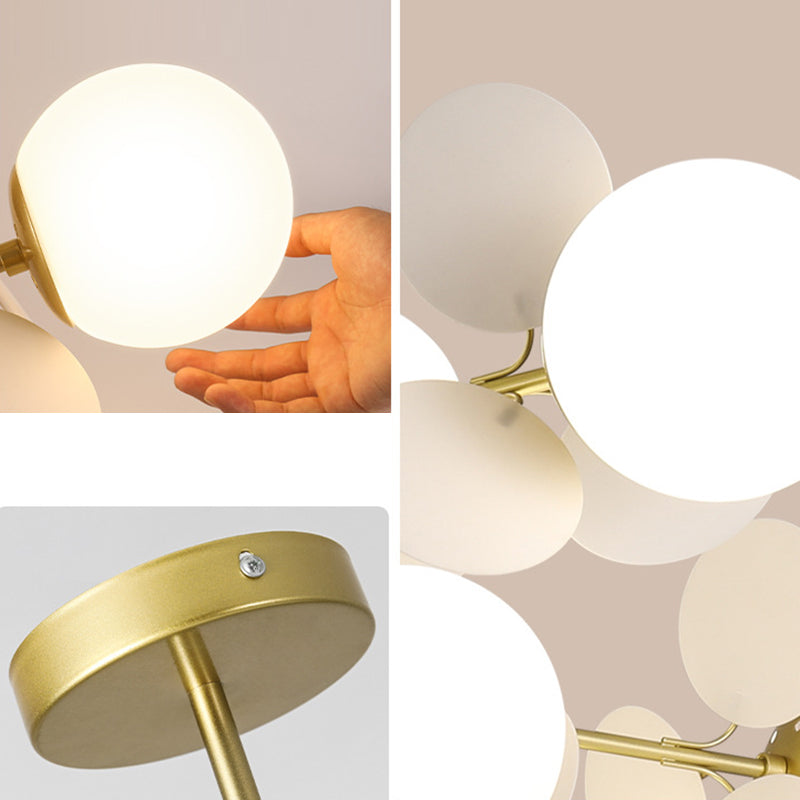 Contemporary Creative Branch Globe Round Piece Metal Glass Acrylic 4/6/8 Light Flush Mount Ceiling Light For Bedroom