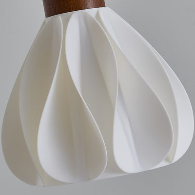 Contemporary Creative Round Petal Shape Rubber Wood 3D Printed Shade 1-Light Semi-Flush Mount Ceiling Light For Hallway