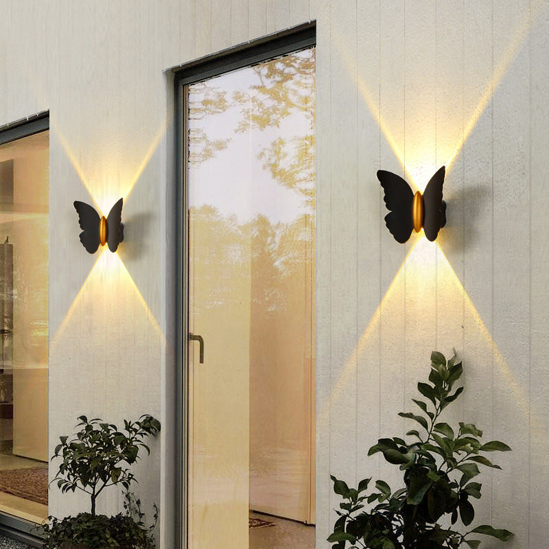 Modern Minimalist Waterproof Butterfly Aluminum LED Wall Sconce Lamp For Outdoor Patio