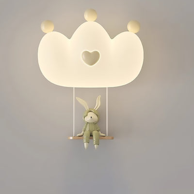 Contemporary Creative Kids Crown Animal Iron PE LED Wall Sconce Lamp For Bedroom