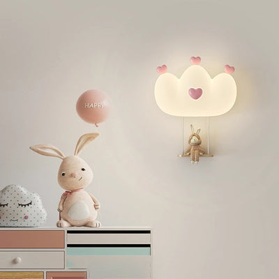 Contemporary Creative Kids Crown Animal Iron PE LED Wall Sconce Lamp For Bedroom