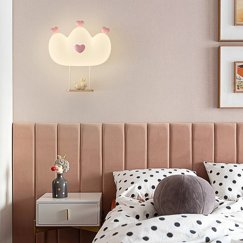 Contemporary Creative Kids Crown Animal Iron PE LED Wall Sconce Lamp For Bedroom