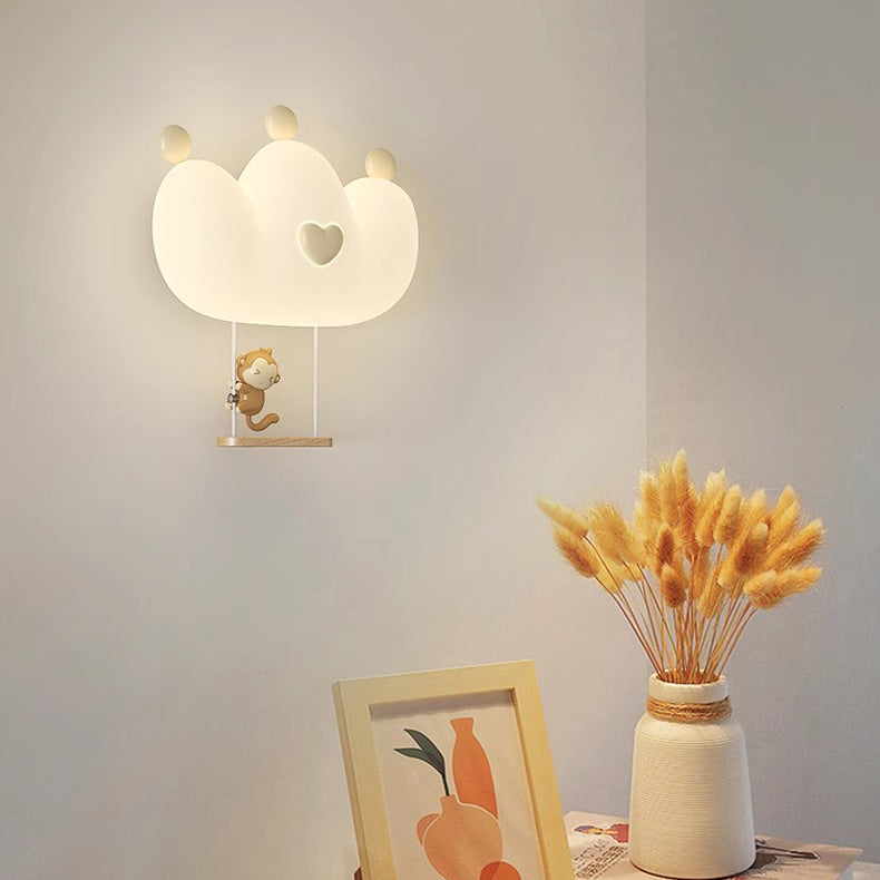 Contemporary Creative Kids Crown Animal Iron PE LED Wall Sconce Lamp For Bedroom