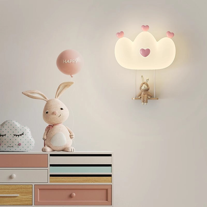 Contemporary Creative Kids Crown Animal Iron PE LED Wall Sconce Lamp For Bedroom