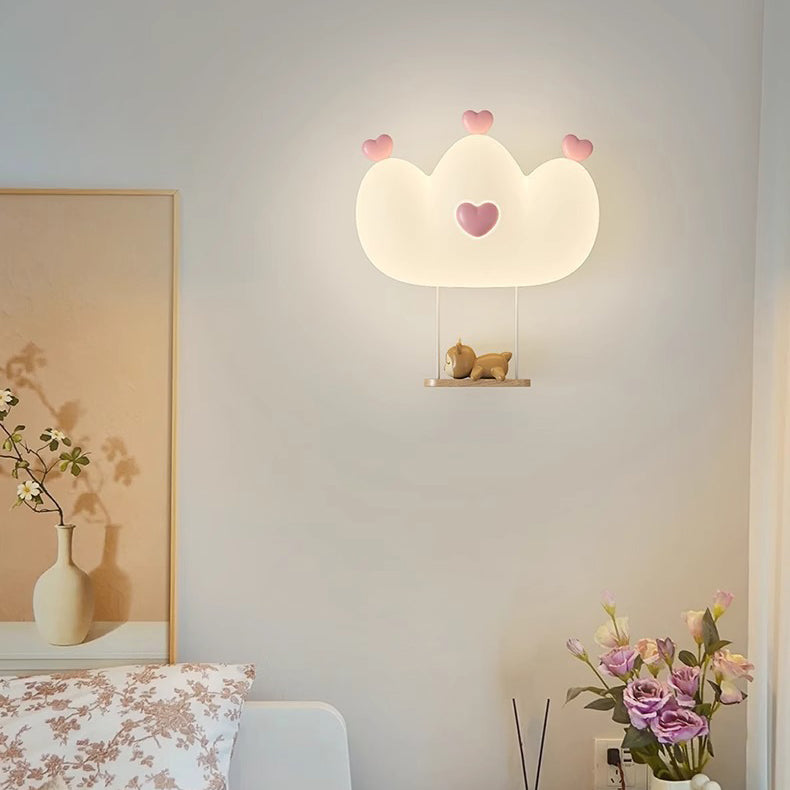 Contemporary Creative Kids Crown Animal Iron PE LED Wall Sconce Lamp For Bedroom