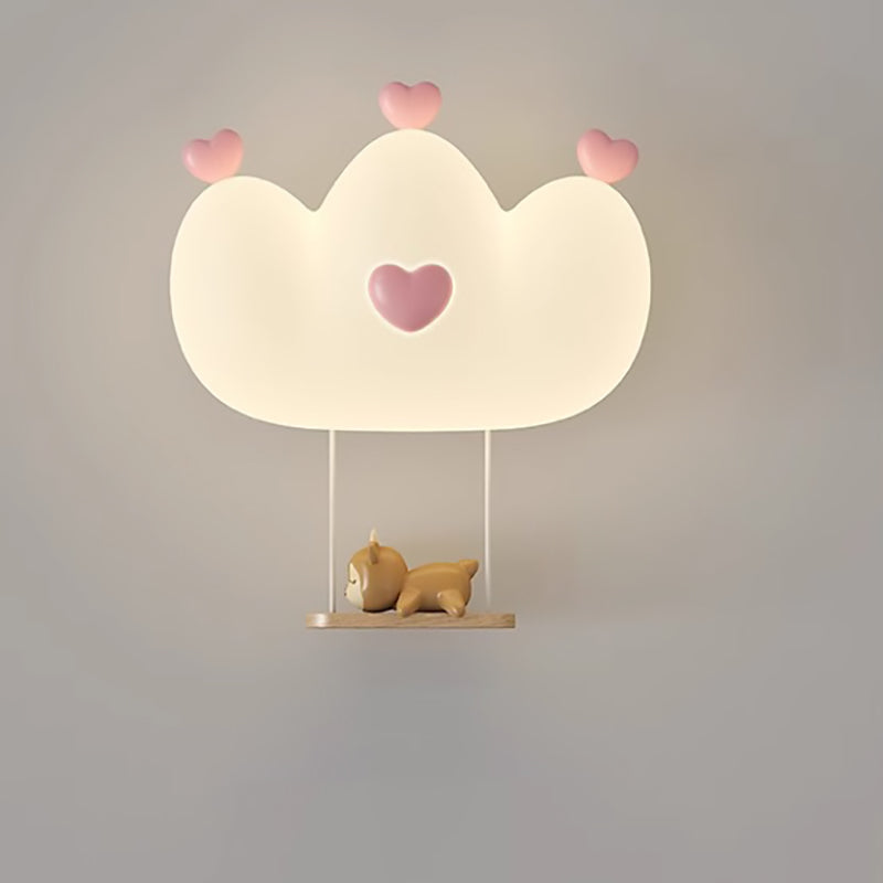 Contemporary Creative Kids Crown Animal Iron PE LED Wall Sconce Lamp For Bedroom