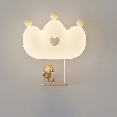 Contemporary Creative Kids Crown Animal Iron PE LED Wall Sconce Lamp For Bedroom