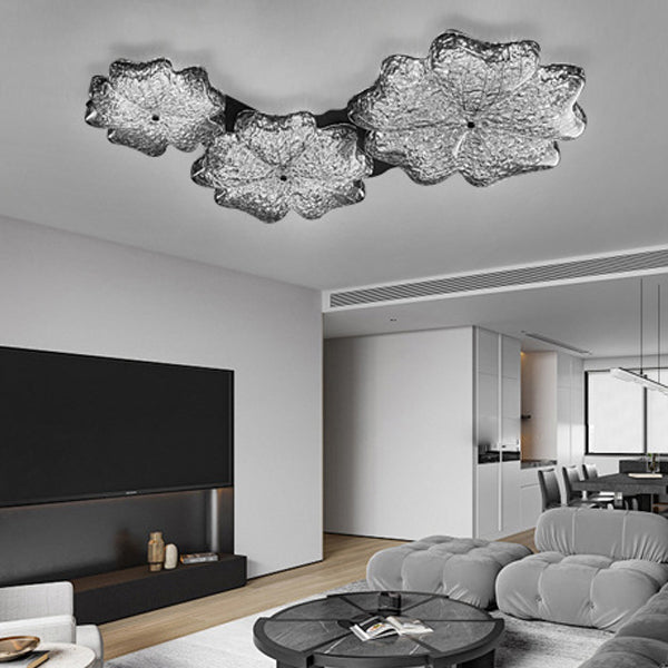 Contemporary Nordic Flower Resin Metal LED Flush Mount Ceiling Light For Living Room