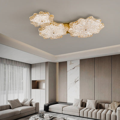 Contemporary Nordic Flower Resin Metal LED Flush Mount Ceiling Light For Living Room