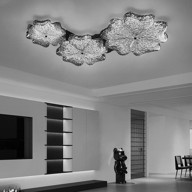 Contemporary Nordic Flower Resin Metal LED Flush Mount Ceiling Light For Living Room