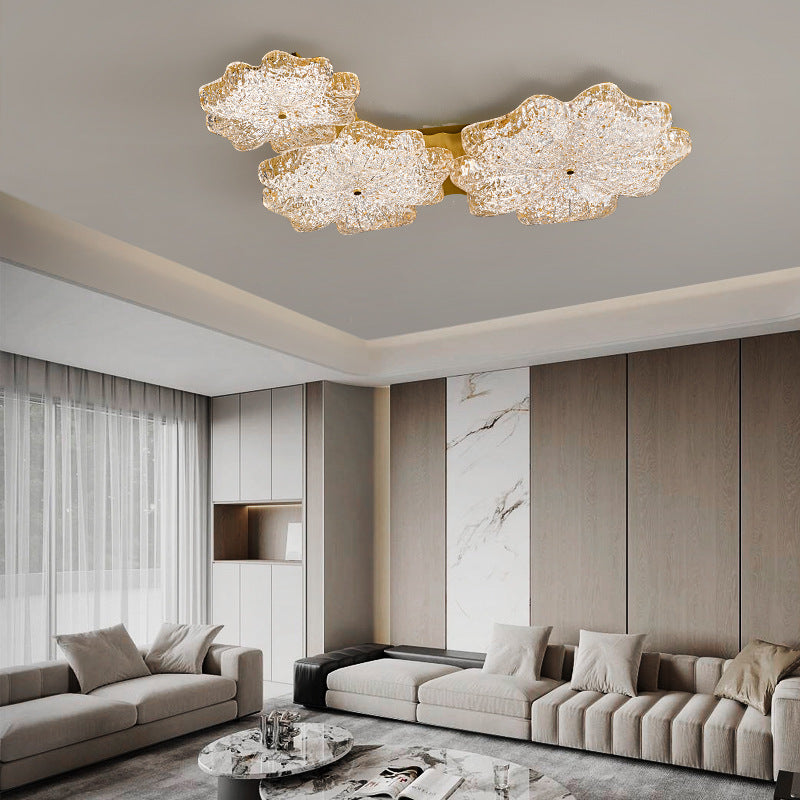 Contemporary Nordic Flower Resin Metal LED Flush Mount Ceiling Light For Living Room