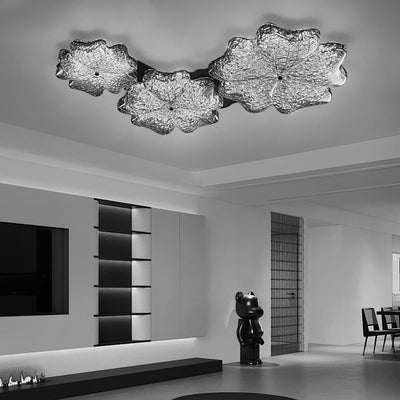 Contemporary Nordic Flower Resin Metal LED Flush Mount Ceiling Light For Living Room