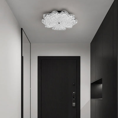 Contemporary Nordic Flower Resin Metal LED Flush Mount Ceiling Light For Living Room