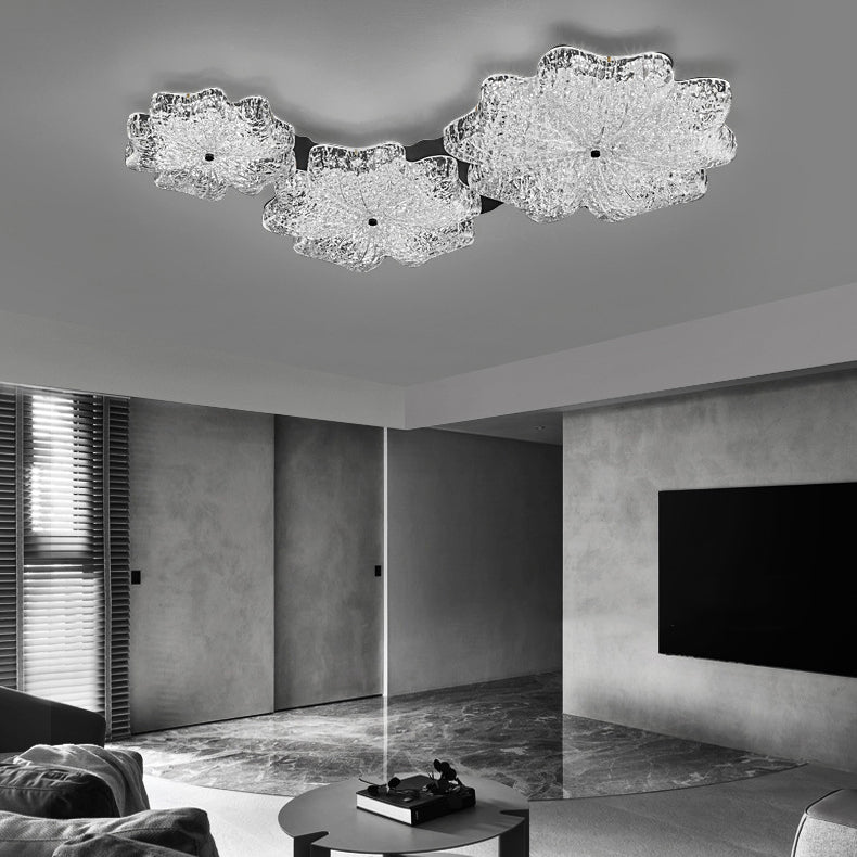 Contemporary Nordic Flower Resin Metal LED Flush Mount Ceiling Light For Living Room