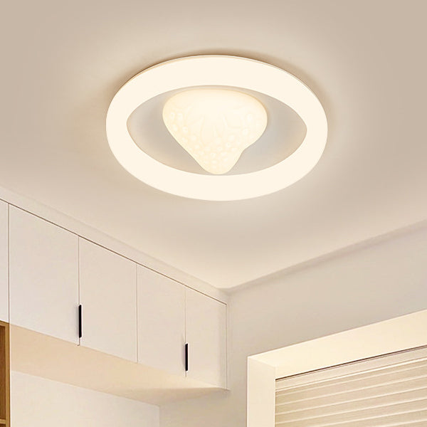 Contemporary Creative Round Strawberry Iron Acrylic LED Flush Mount Ceiling Light For Bedroom