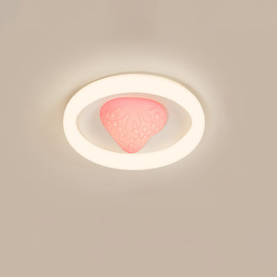 Contemporary Creative Round Strawberry Iron Acrylic LED Flush Mount Ceiling Light For Bedroom