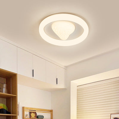 Contemporary Creative Round Strawberry Iron Acrylic LED Flush Mount Ceiling Light For Bedroom