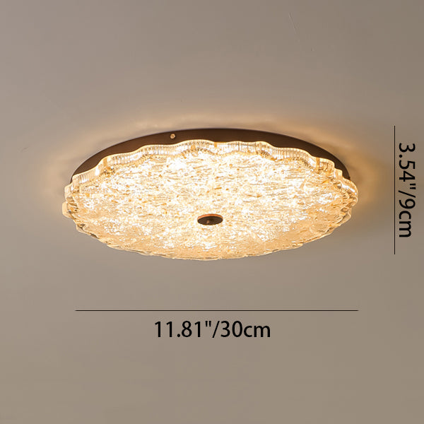 Contemporary Retro Round Lace Gold Foil Iron Resin LED Flush Mount Ceiling Light For Living Room