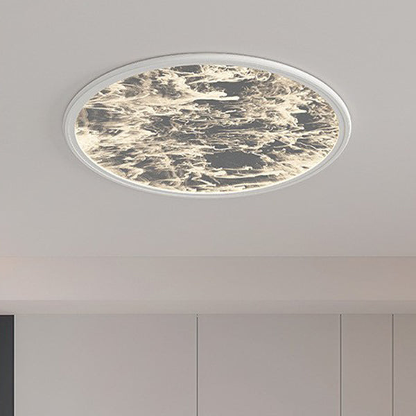 Modern Minimalist Round Starlight Silk Cloud Shape Iron Acrylic LED Flush Mount Ceiling Light For Bedroom