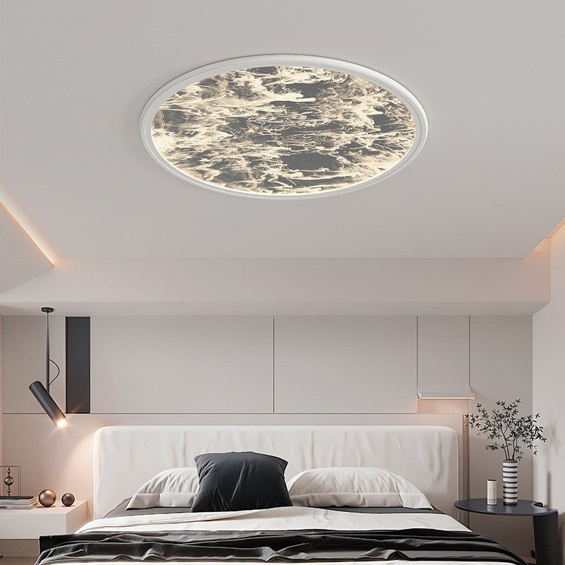 Modern Minimalist Round Starlight Silk Cloud Shape Iron Acrylic LED Flush Mount Ceiling Light For Bedroom