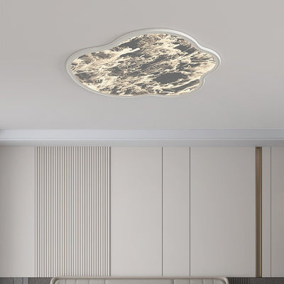 Modern Minimalist Cloud Shape Silk Starlight Cloudy Iron Acrylic LED Flush Mount Ceiling Light For Bedroom